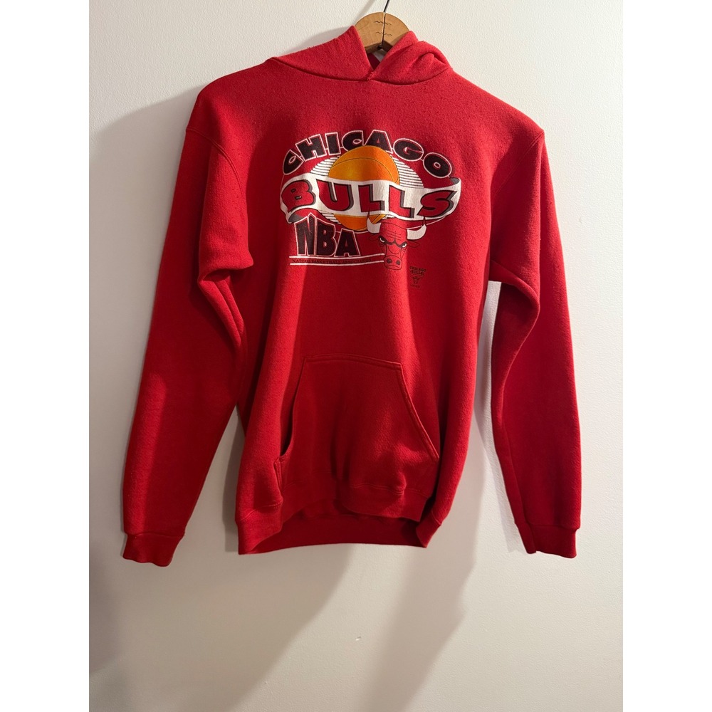 Vintage Logo 7 Chicago Bulls NBA Hoodie Red Kids Large L 14-16 Made in USA